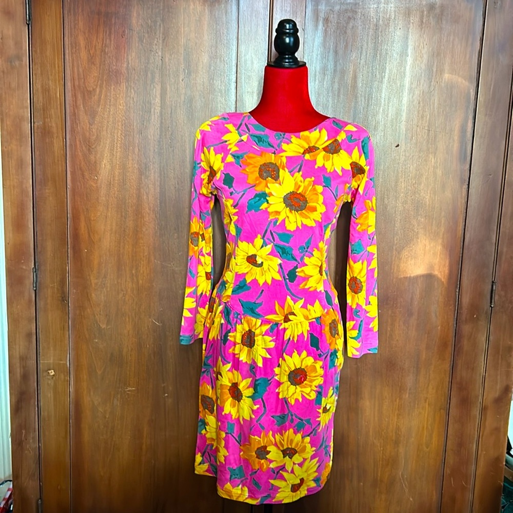 Y2K Fuchsia Sunflowers Dress 8 - Picture 2 of 10